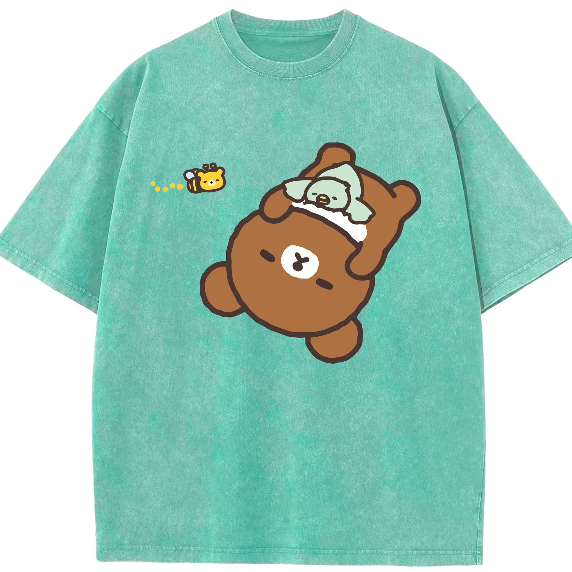 （画像用） リラックマ リラックマ キイロイトリ Rilakkuma Korilakkuma Kiiroitori 綿100% ヴィンテージ風 半袖Tシャツ（フロントプリント）